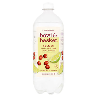Bowl & Basket Cranberry Lime Seltzer, 33.8 fl oz, 33.8 Fluid ounce