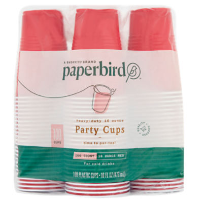 Paperbird Heavy-Duty 16 Ounce Red Party Cups, 100 count, 100 Each