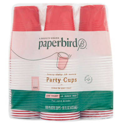 Paperbird HeavyDuty 16 Ounce Red Party Cups, 100 count