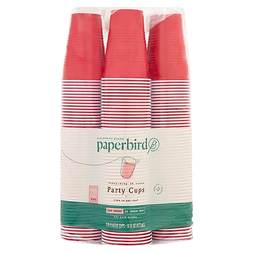 Paperbird Heavy-Duty 16 Ounce Red Party Cups, 220 count