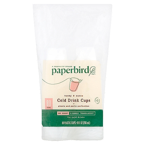 Paperbird Handy 9 Ounce Translucent Cold Drink Cups, 80 count