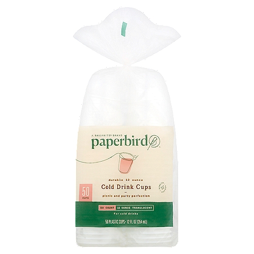 Paperbird Durable 12 Ounce Translucent Cold Drink Cups, 50 count