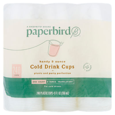 Paperbird Handy 9 Ounce Translucent Cold Drink Cups, 240 count