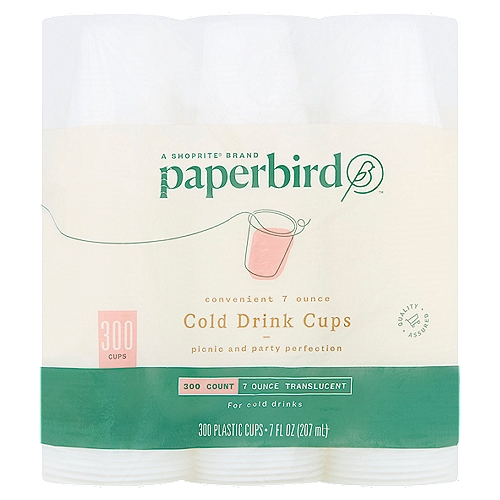 Paperbird Convenient 7 Ounce Translucent Cold Drink Cups, 300 count
