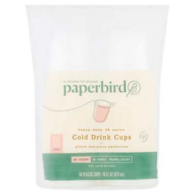 Paperbird Heavy-Duty 16 Ounce Translucent Cold Drink Cups, 50 count