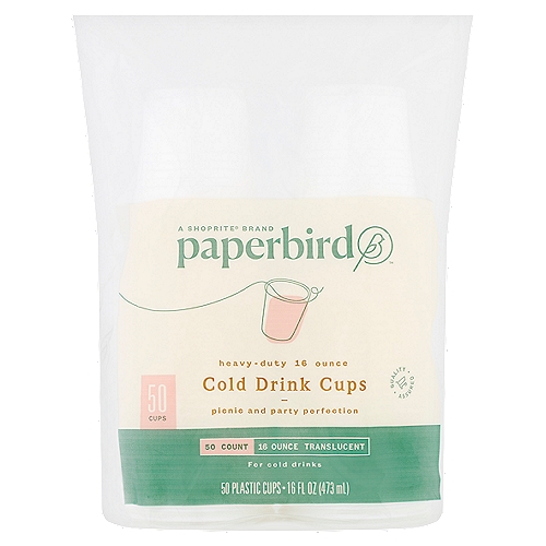Paperbird 16 Ounce Translucent Cold Drink Cups, 50 count
