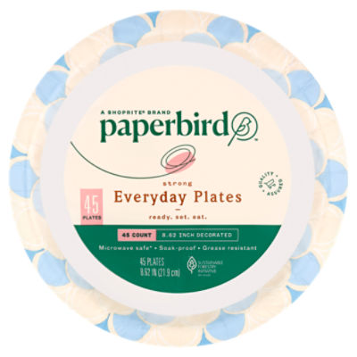 Paperbird 8.62 Inch Decorated Strong Everyday Plates, 45 count, 45 Each