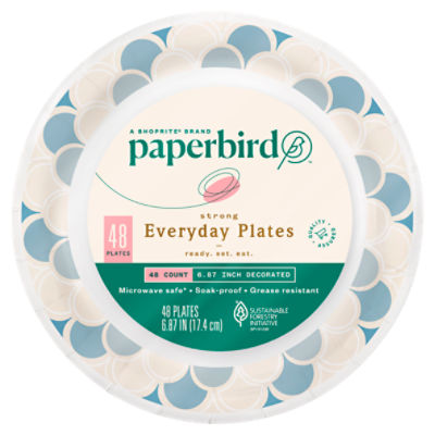 Paperbird 6.87 Inch Decorated Strong Everyday Plates, 48 count, 48 Each
