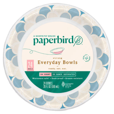 Paperbird 20 Ounce Decorated Strong Everyday Bowls, 24 count, 24 Each