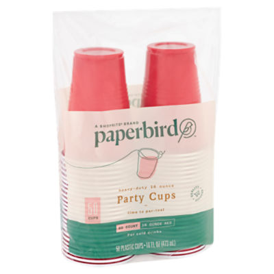 16-Ounce Plastic Party Cups in Red (50 Pack) Disposable Plastic