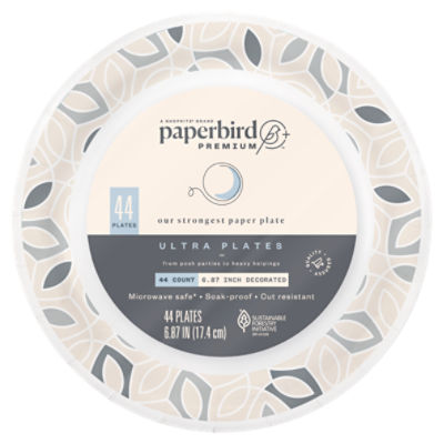 Paperbird Premium 6.87 Inch Decorated Ultra Plates, 44 count