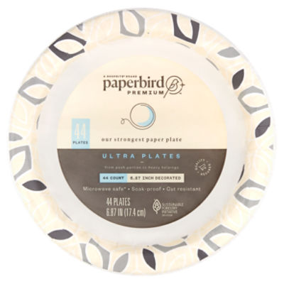 Paperbird Premium 6.87 Inch Decorated Ultra Plates, 44 count