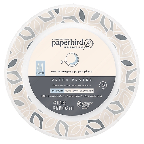 Paperbird Premium 6.87 Inch Decorated Ultra Plates, 44 count
Microwave safe*
*Recommended Only for Limited Microwave Use in Reheating Food. Do Not Use for Cooking.
