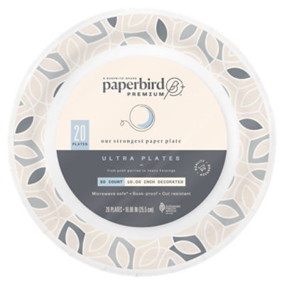 Paperbird Premium 10.06 Inch Decorated Ultra Plates, 20 count