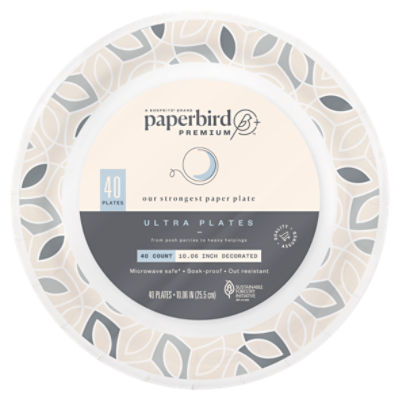 Paperbird Premium 10.06 Inch Decorated Ultra Plates, 40 count