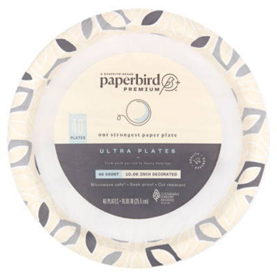 Paperbird Premium 10.06 Inch Decorated Ultra Plates, 40 count