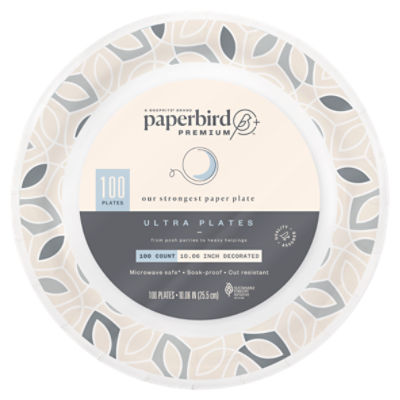 Paperbird Premium 10.06 Inch Decorated Ultra Plates, 100 count
