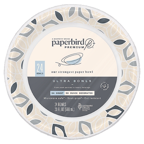 Paperbird Premium 20 Ounce Decorated Ultra Bowls, 24 count
