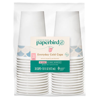 Paperbird 16 Ounce Decorated Everyday Cold Cups, 30 count, 30 Each