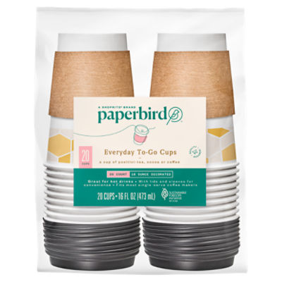 Paperbird 16 Ounce Decorated Everyday To-Go Cups, 20 count, 20 Each