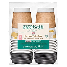 Paperbird 16 Ounce Decorated Everyday To-Go, Cups, 20 Each