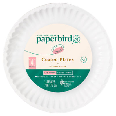 Paperbird 7 Inch White Coated Plates, 140 count, 140 Each