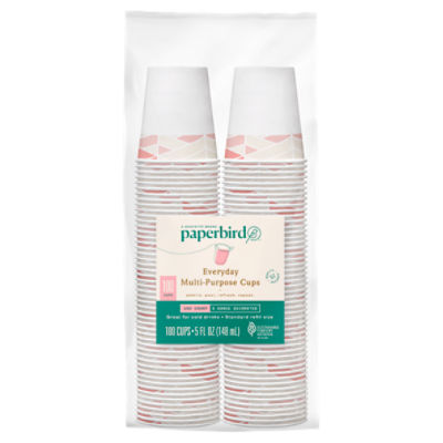 Paperbird 5 Ounce Decorated Everyday MultiPurpose Cups, 100 count