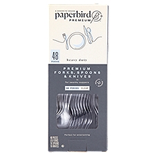 Paperbird Premium Heavy Duty Clear Premium Forks, Spoons & Knives, 48 count, 48 Each