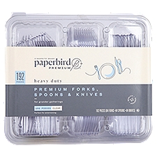Paperbird Premium Heavy Duty Clear, Forks, Spoons & Knives, 192 Each