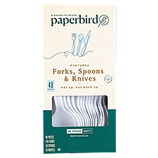 Paperbird White Everyday, Forks, Spoons & Knives, 48 Each