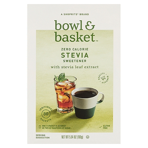 Bowl & Basket Zero Calorie Stevia Sweetener, 80 count, 5.64 oz