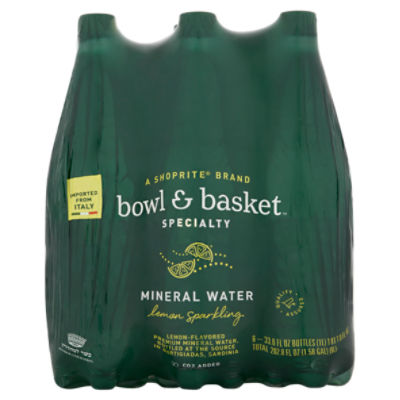 Bowl & Basket Specialty Lemon Sparkling Mineral Water, 33.8 fl oz, 6 count, 202.8 Fluid ounce