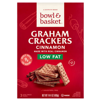 Bowl & Basket Low Fat Cinnamon Graham Crackers, 3 count, 14.4 oz