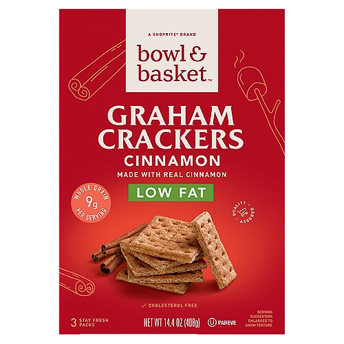 Bowl & Basket Low Fat Cinnamon Graham Crackers, 3 count, 14.4 oz
