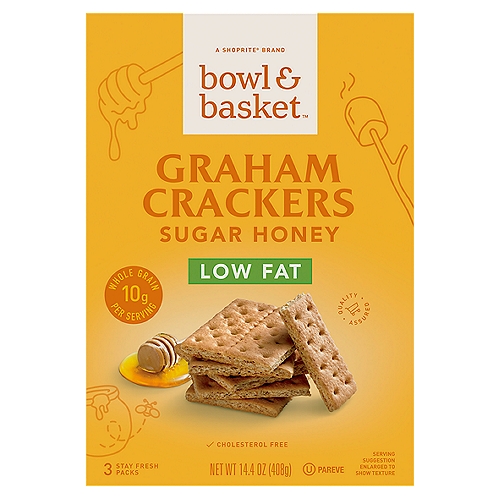 Bowl & Basket Low Fat Sugar Honey Graham Crackers, 3 count, 14.4 oz