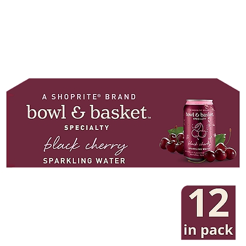 Bowl & Basket Specialty Black Cherry Sparkling Water, 12 fl oz, 12 count
