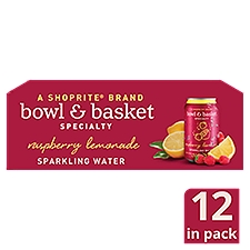 Bowl & Basket Specialty Raspberry Lemonade Sparkling Water, 12 fl oz, 12 count