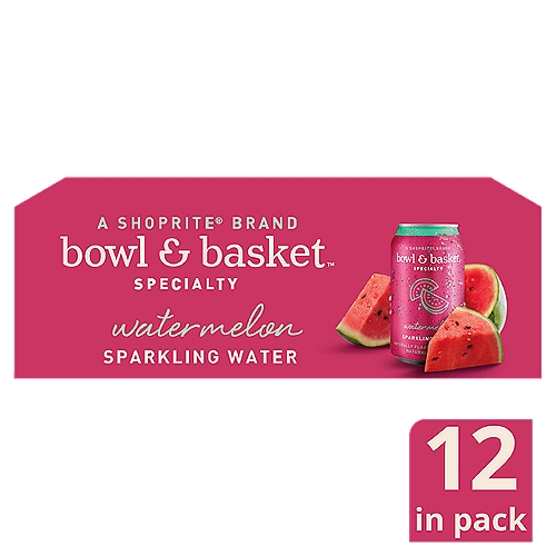 Bowl & Basket Specialty Watermelon Sparkling Water, 12 fl oz, 12 count