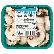 Wholesome Pantry Organic Mushrooms Fresh Sliced White, 8 Ounce
