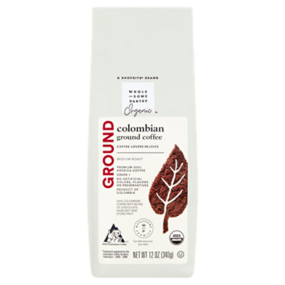 Wholesome Pantry Organic Colombian Medium Roast Ground Coffee, 12 oz