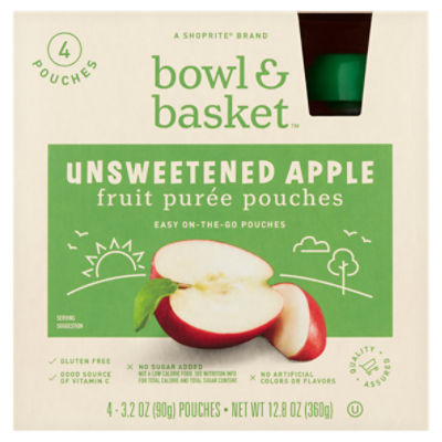 Bowl & Basket Unsweetened Apple Fruit Purée Pouches, 3.2 oz, 4 count