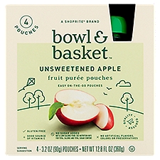 Bowl & Basket Unsweetened Apple Fruit Purée Pouches, 3.2 oz, 4 count