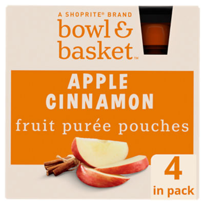 Bowl & Basket Apple Cinnamon Fruit Purée Pouches, 3.2 oz, 4 count, 12.8 Ounce