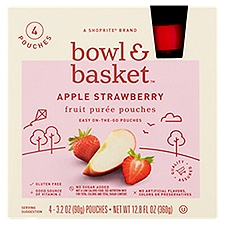 Bowl & Basket Apple Strawberry Fruit Purée Pouches, 3.2 oz, 4 count, 12.8 Ounce