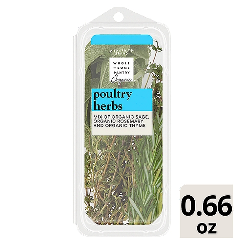 Wholesome Pantry Organic Poultry Herbs, 0.66 oz
Mix of Organic Sage, Organic Rosemary and Organic Thyme