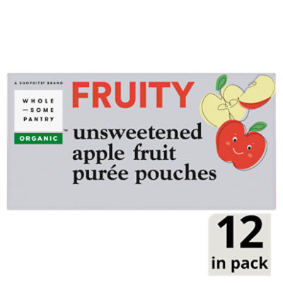 Wholesome Pantry Organic Unsweetened Apple Fruit Purée Pouches Fruity, 3.2 oz, 12 count