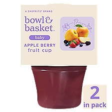 Bowl & Basket Apple Berry Fruit Cup Baby Food, 6+ Months, 4 oz, 2 count, 8 Ounce