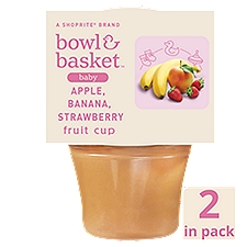 Bowl & Basket Apple, Banana, Strawberry Fruit Cup Baby Food, 6+ Months, 4 oz, 2 count, 8 Ounce