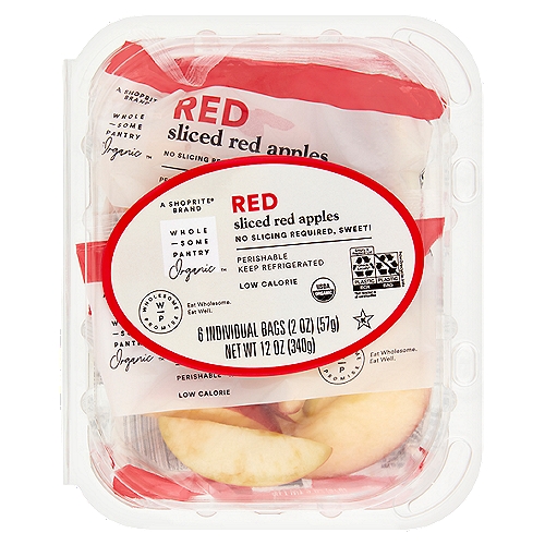 Wholesome Pantry Organic Sliced Red Apples, 2 oz, 6 count