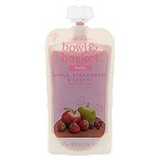 Bowl & Basket Baby Food, Apple, Strawberry & Cherry Stage 2 6+ Months, 4 Ounce